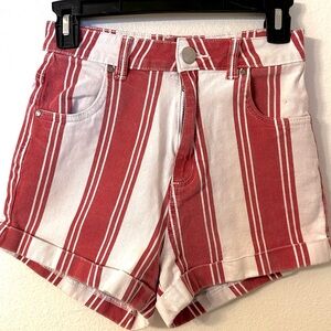 Americana Wide Stripe Cotton On Red and White Striped High Waist Shorts Sailor